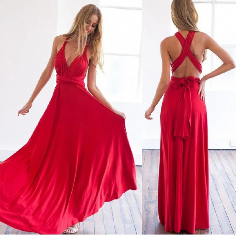 Women's Convertible Infinity Maxi Dress - Multi-Color Wrap