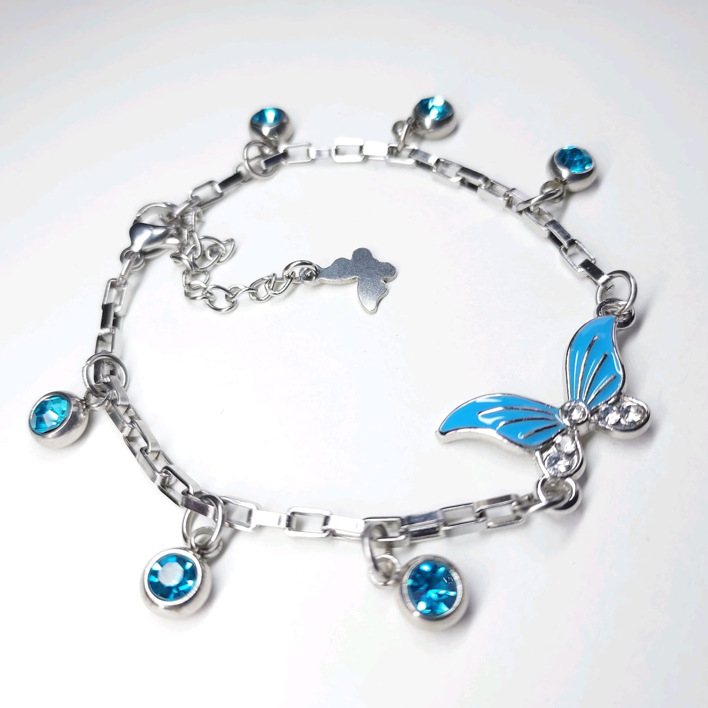 Stainless Steel Box Chain Butterfly Bracelet