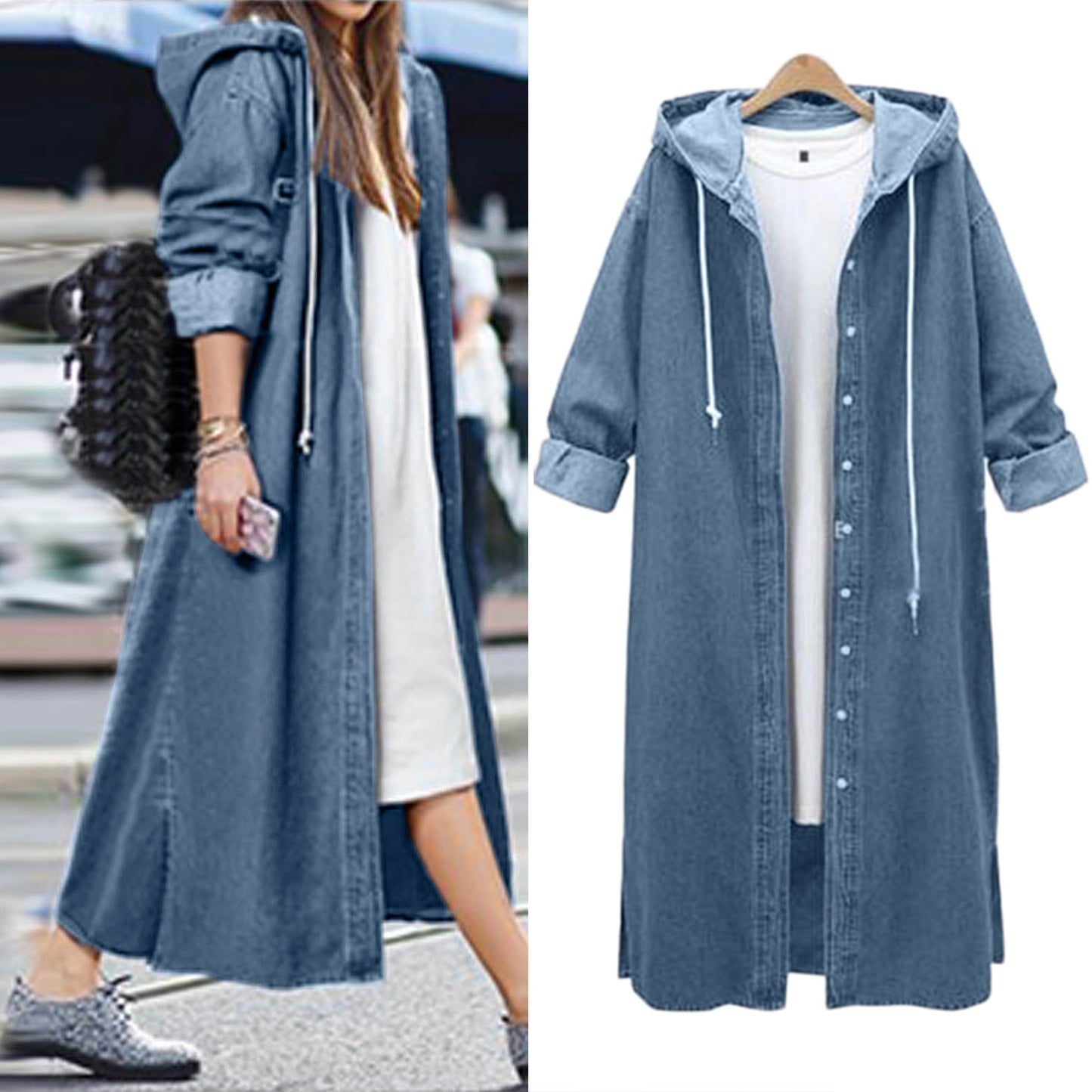 Hooded Outwear Denim Coat for Women