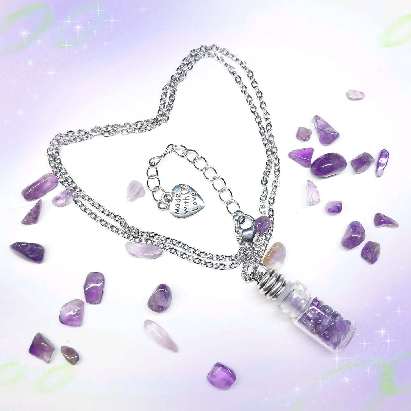 Wishing Bottle Natural Birthstone Pendant Necklace