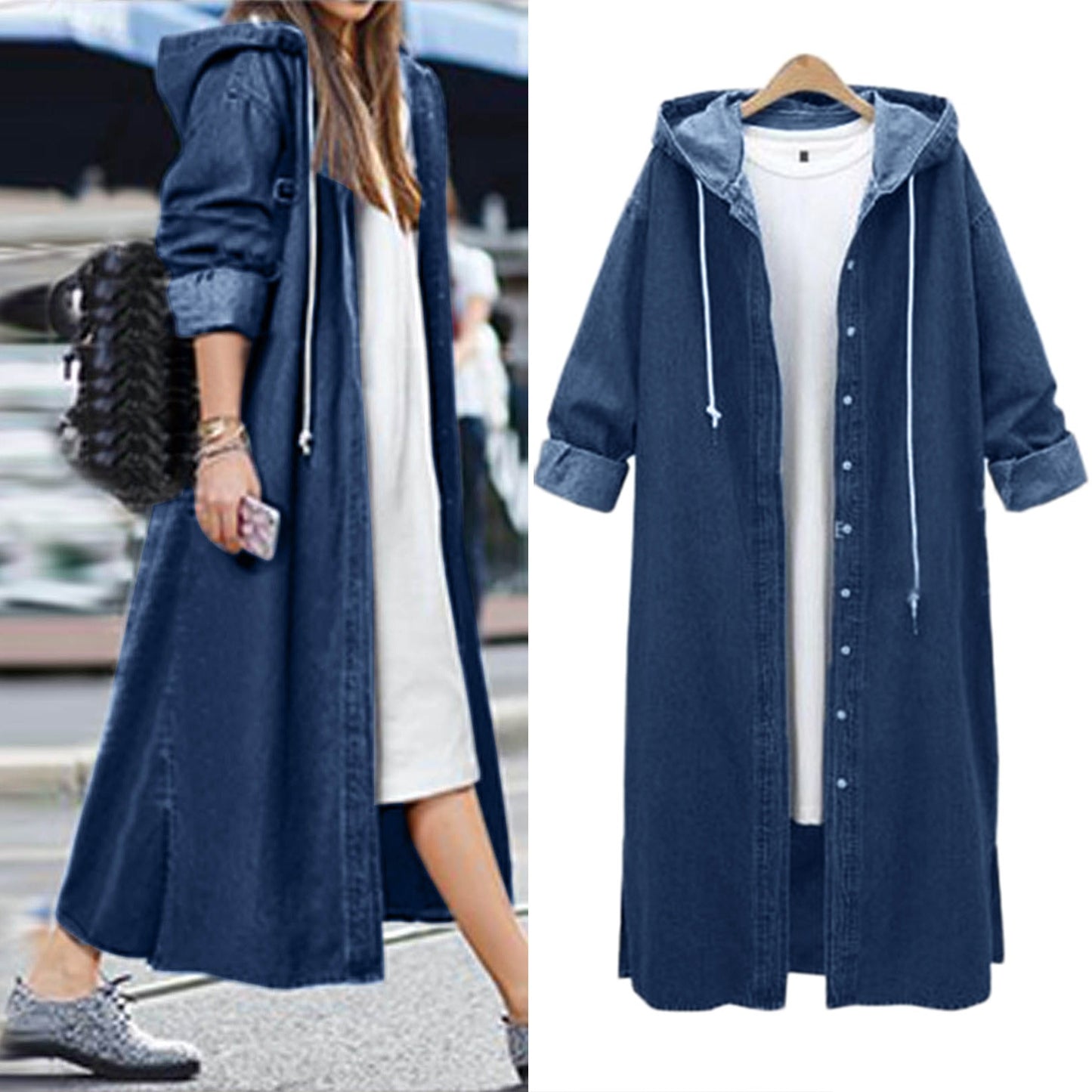 Hooded Outwear Denim Coat for Women