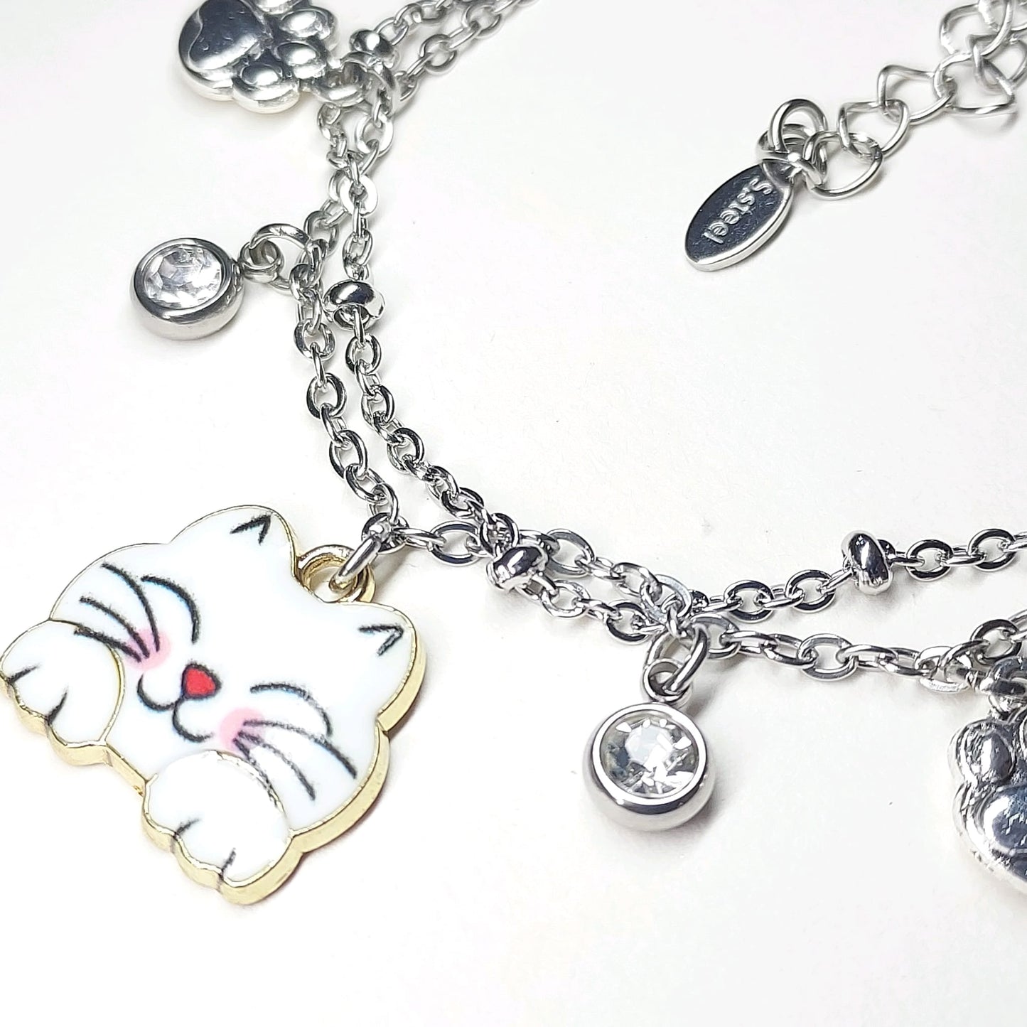 Cute Cat Facial Expression Double Chain Bracelet