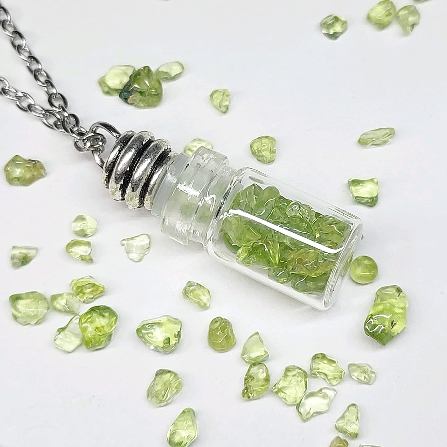 Wishing Bottle Natural Birthstone Pendant Necklace