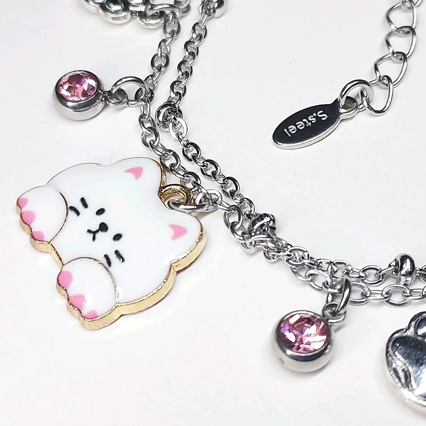 Cute Cat Facial Expression Double Chain Bracelet