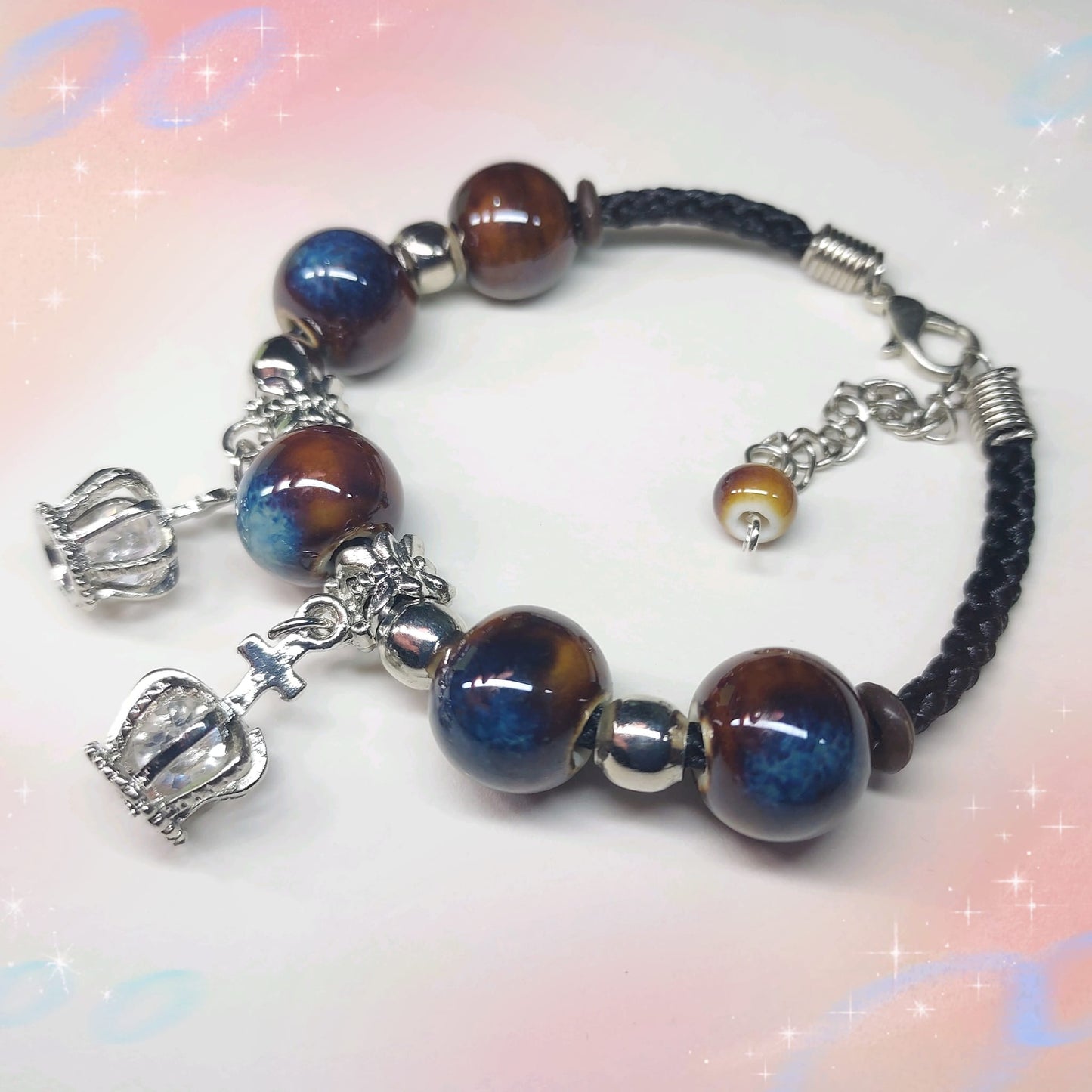 Splashed Glaze Procelain Beads Bracelet