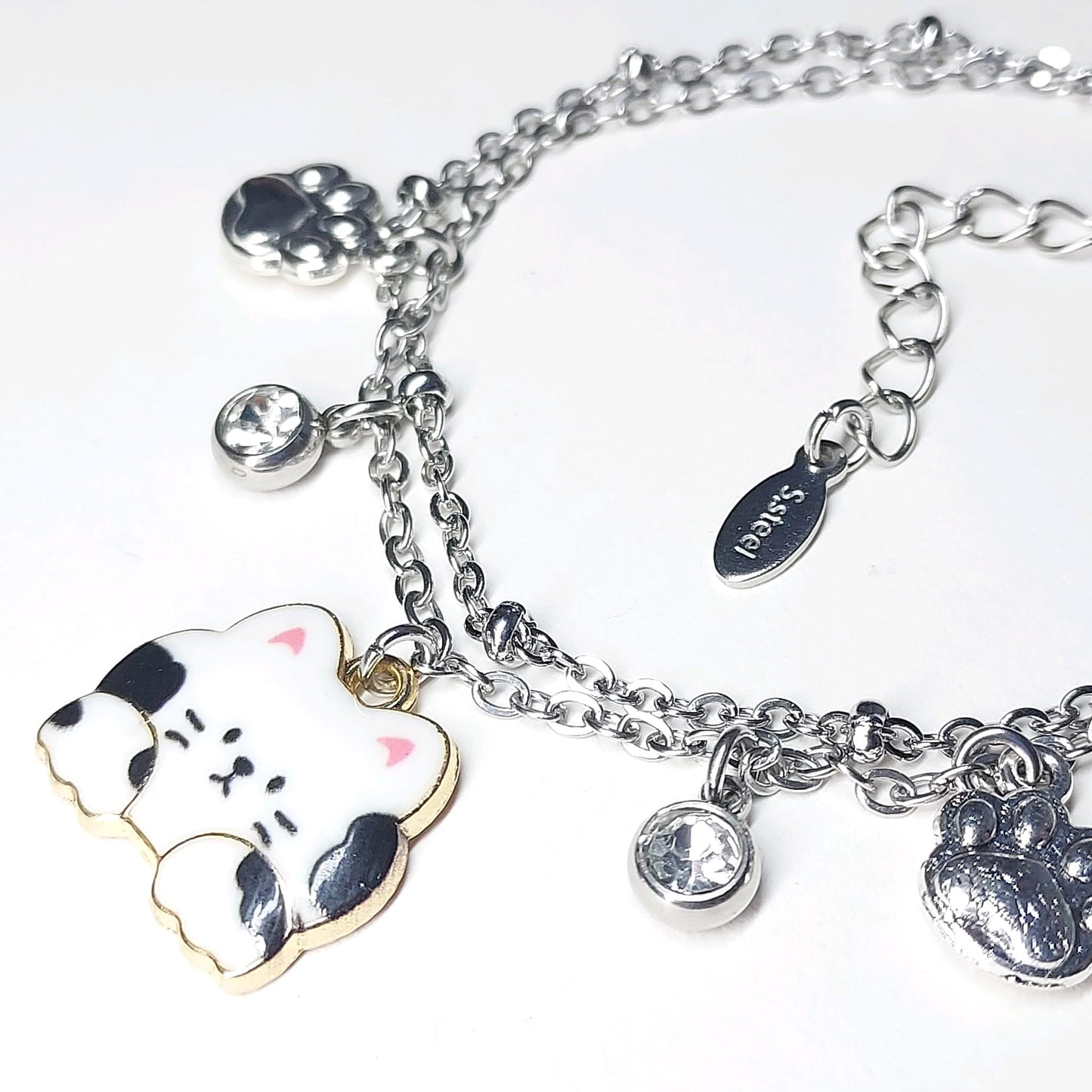 Cute Cat Facial Expression Double Chain Bracelet