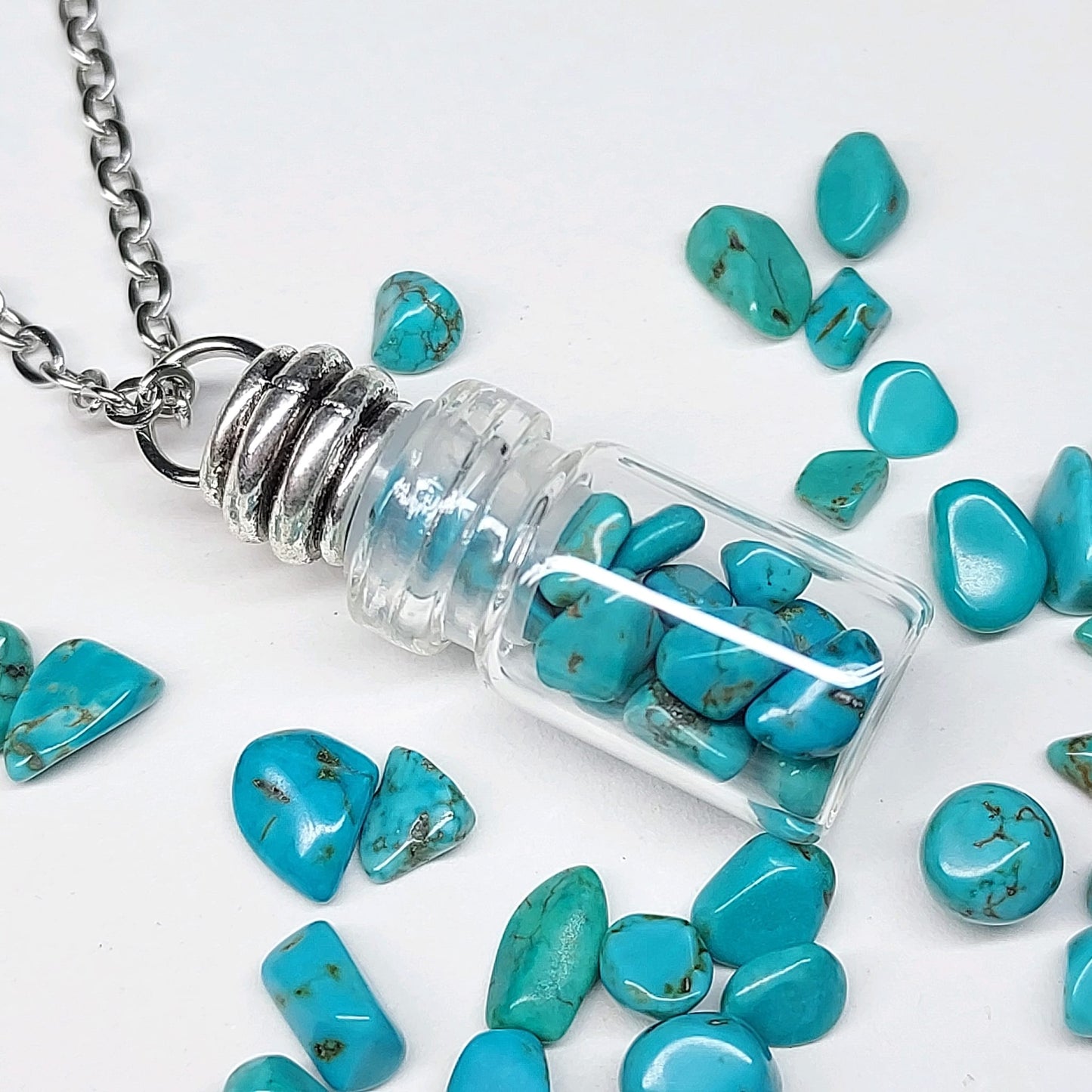 Wishing Bottle Natural Birthstone Pendant Necklace