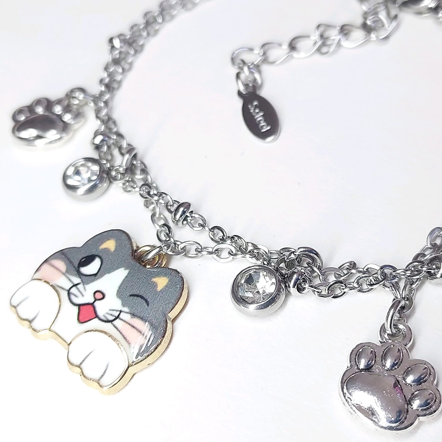 Cute Cat Facial Expression Double Chain Bracelet