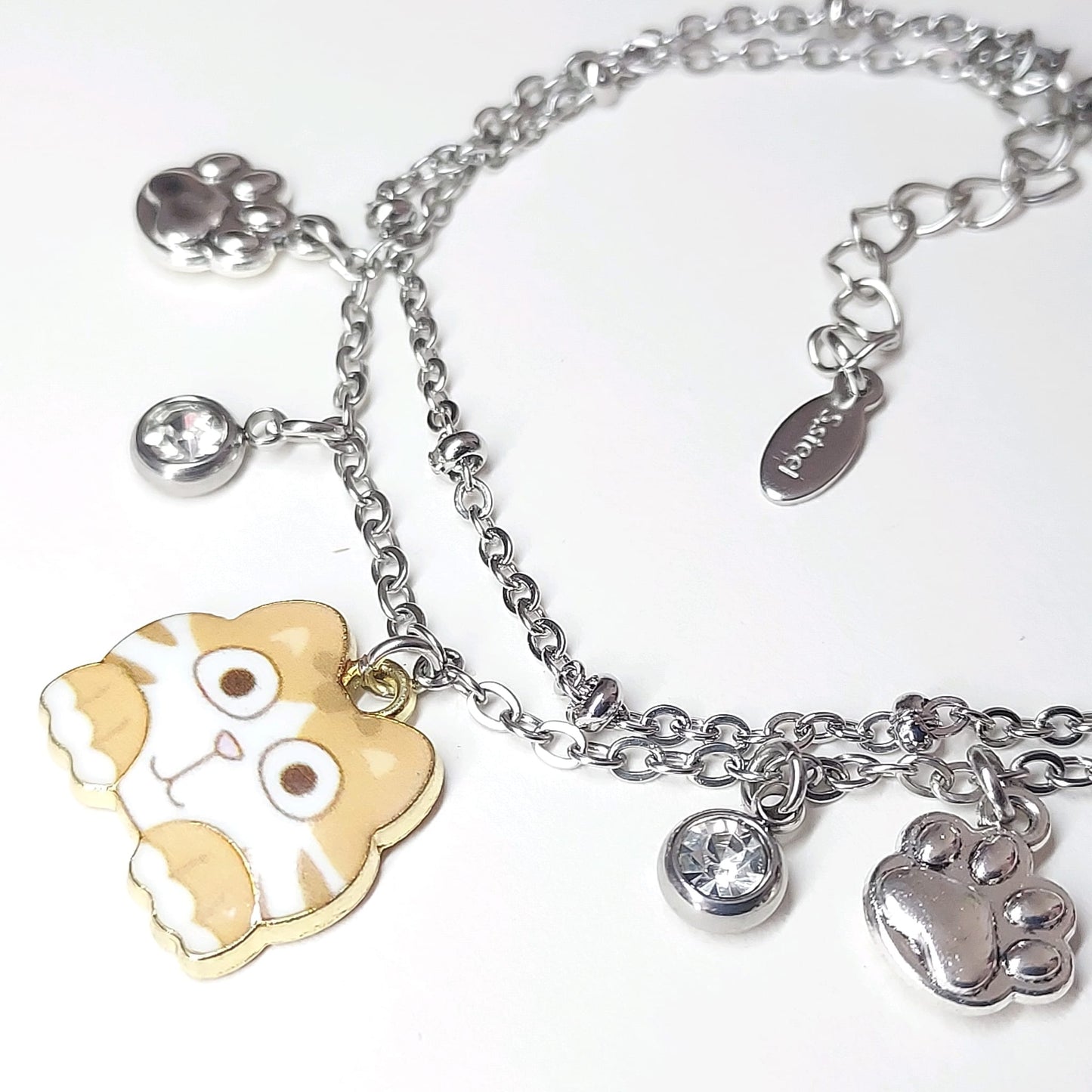 Cute Cat Facial Expression Double Chain Bracelet