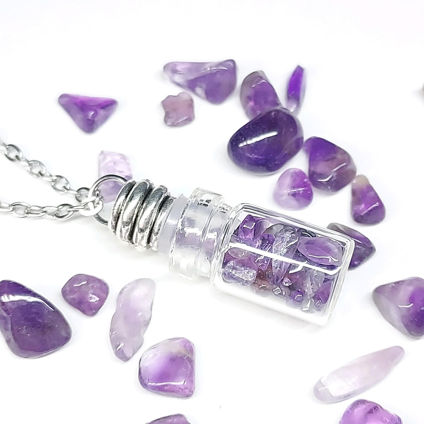 Wishing Bottle Natural Birthstone Pendant Necklace