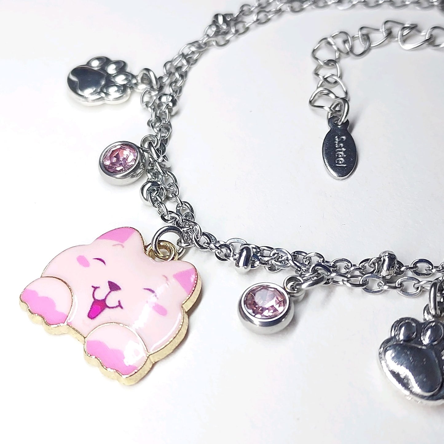 Cute Cat Facial Expression Double Chain Bracelet