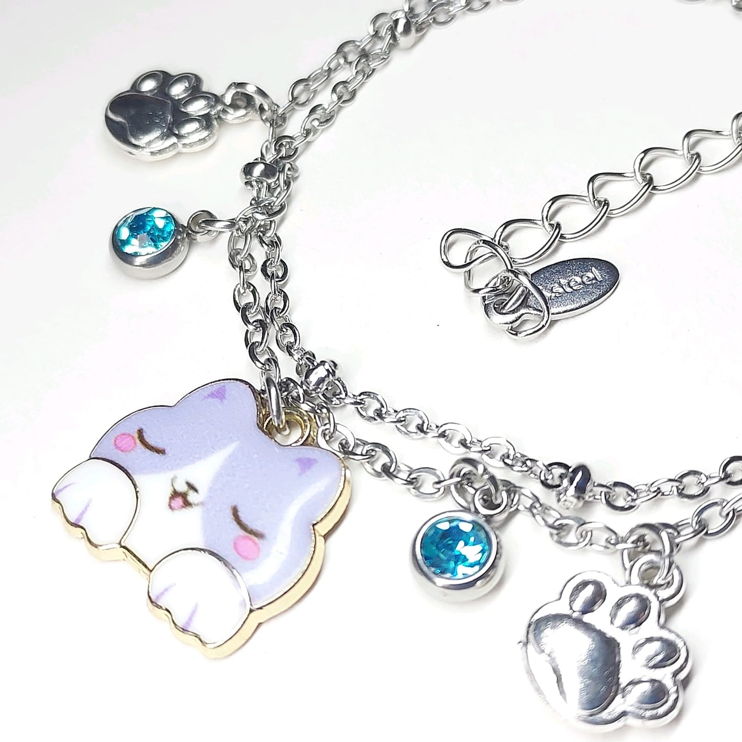 Cute Cat Facial Expression Double Chain Bracelet