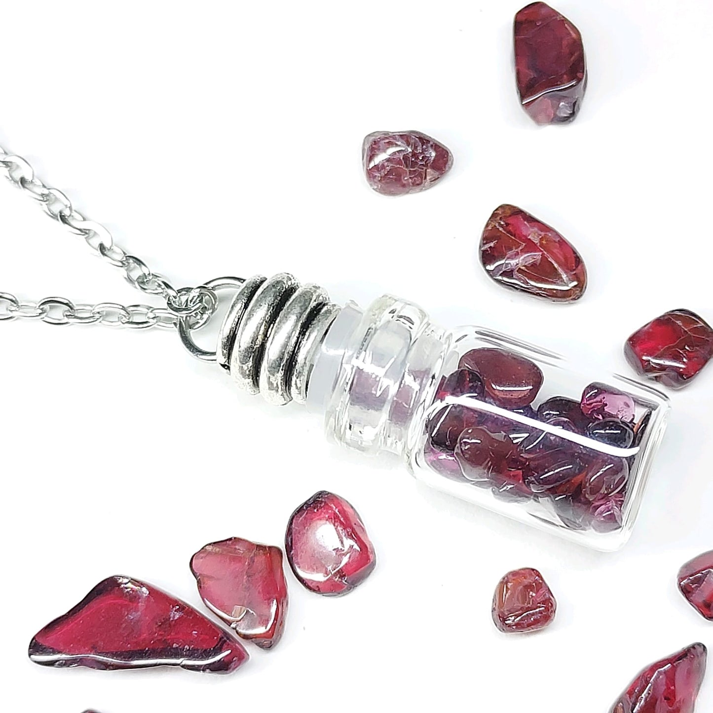 Wishing Bottle Natural Birthstone Pendant Necklace