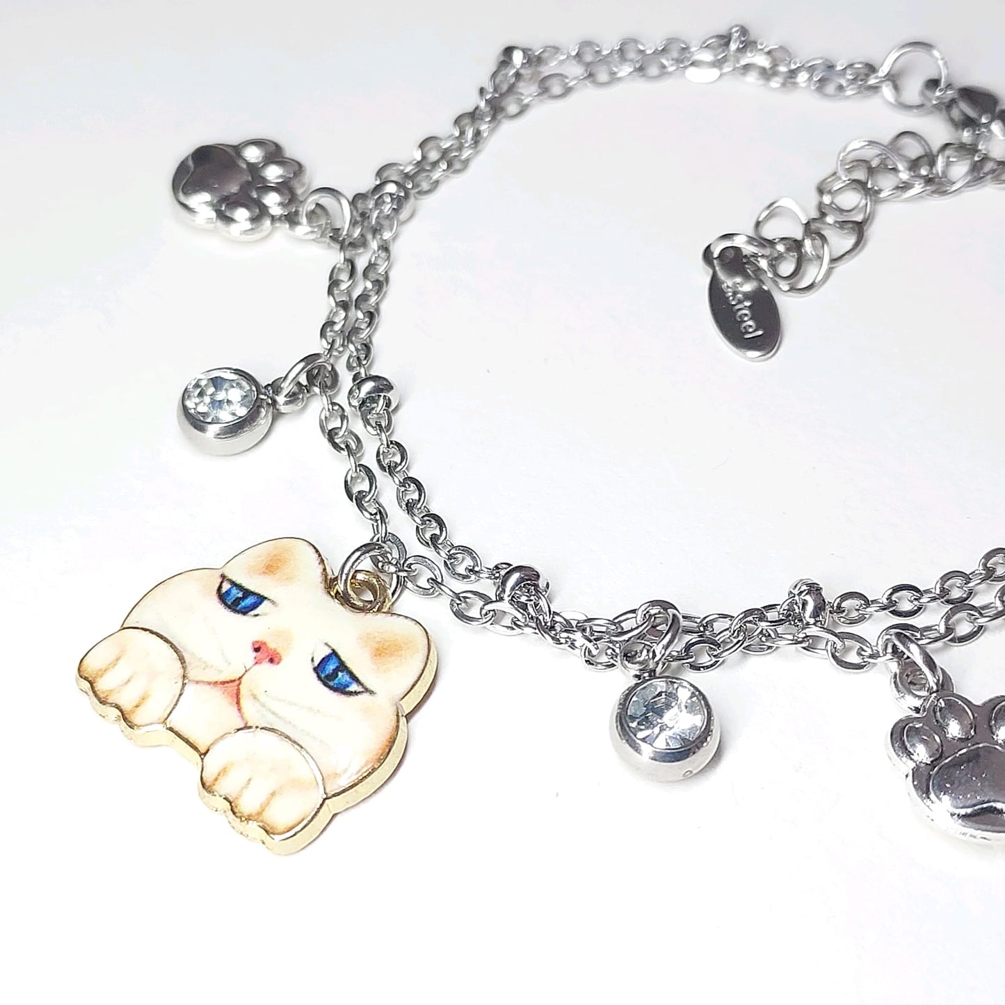 Cute Cat Facial Expression Double Chain Bracelet