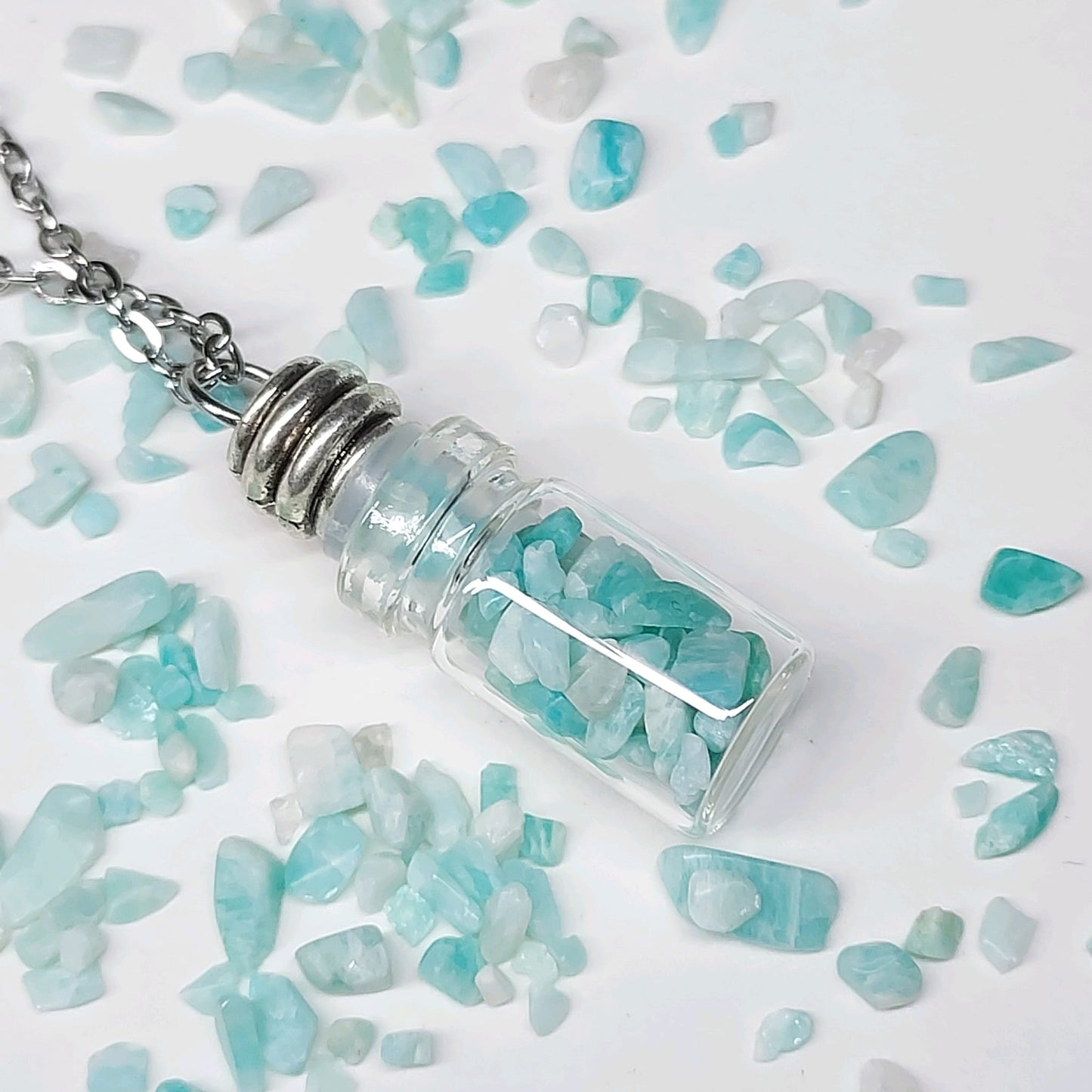 Wishing Bottle Natural Birthstone Pendant Necklace