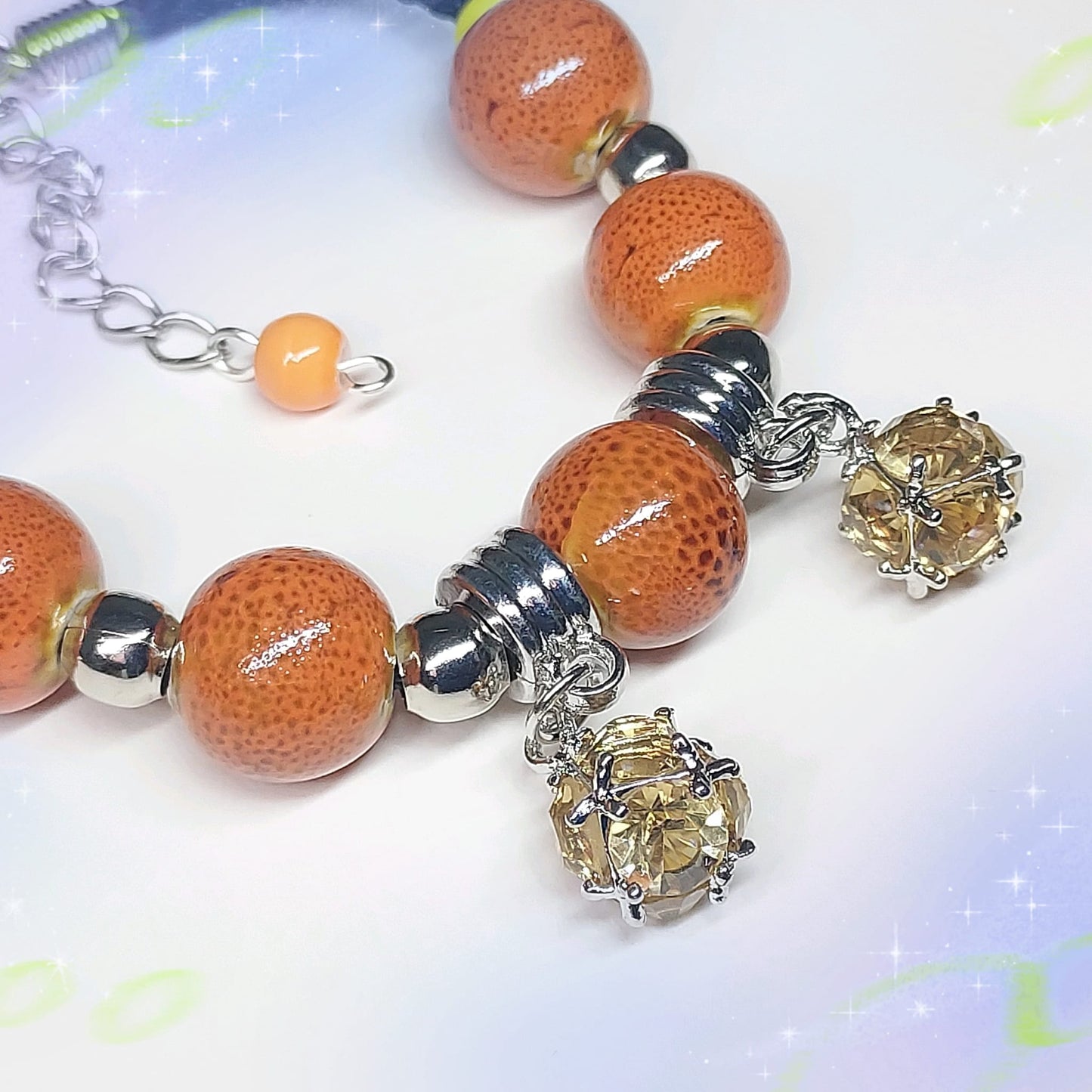 Speckled Plaze Procelain Beads Bracelet