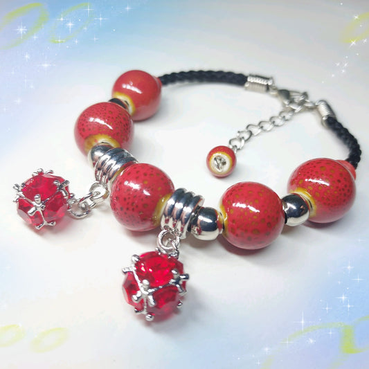 Speckled Plaze Procelain Beads Bracelet