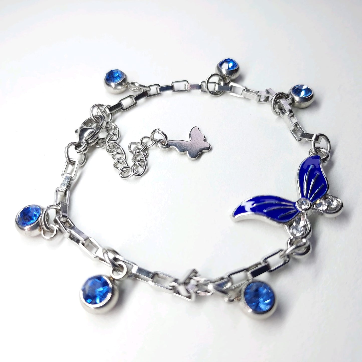 Stainless Steel Box Chain Butterfly Bracelet