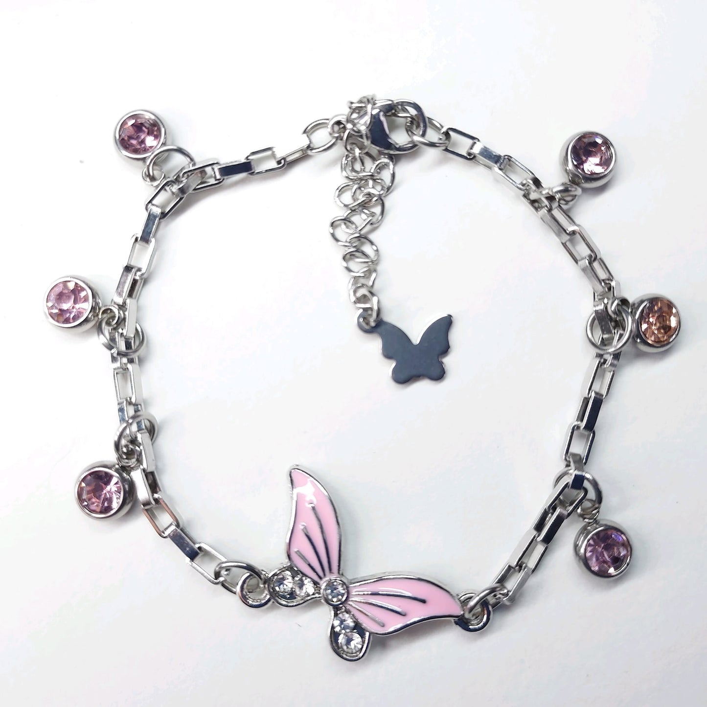 Stainless Steel Box Chain Butterfly Bracelet