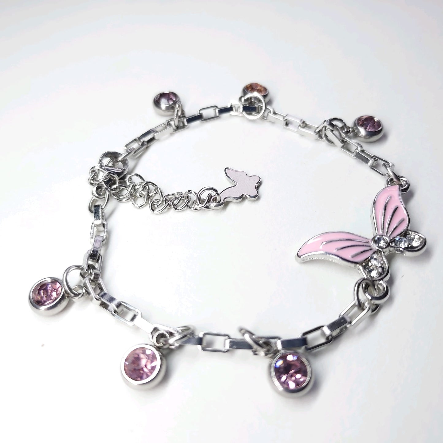 Stainless Steel Box Chain Butterfly Bracelet