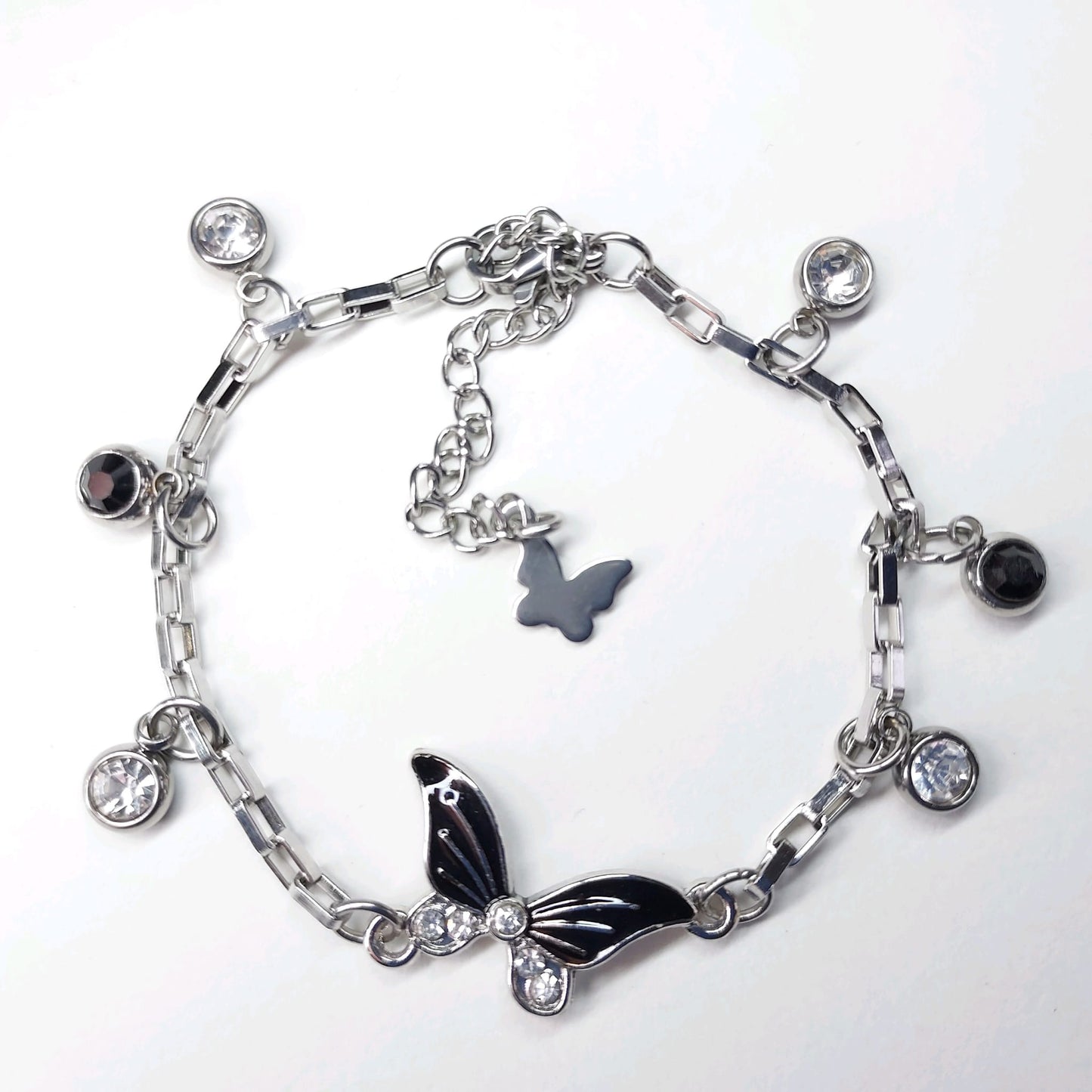 Stainless Steel Box Chain Butterfly Bracelet