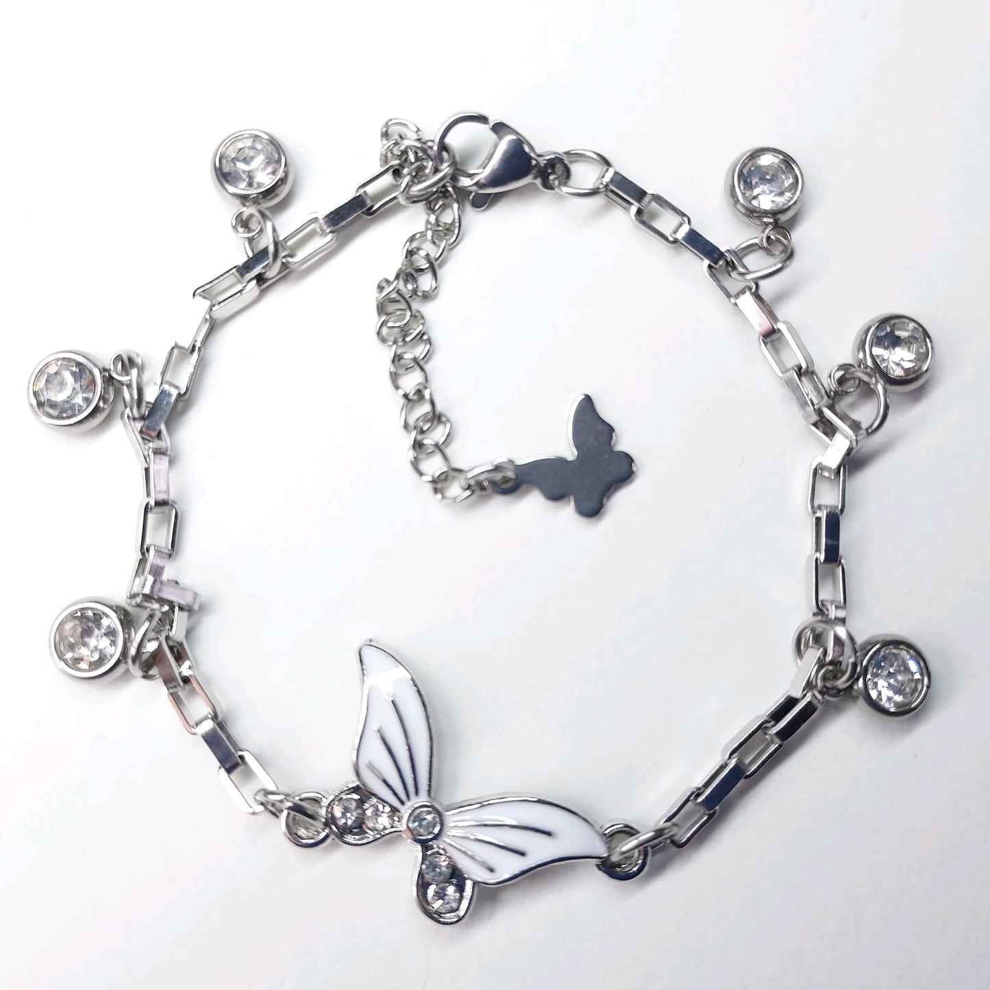 Stainless Steel Box Chain Butterfly Bracelet