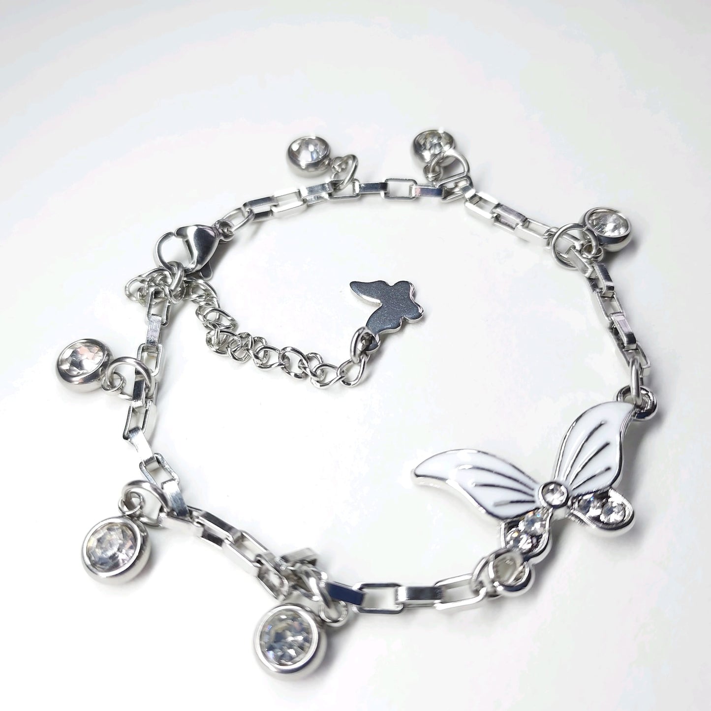 Stainless Steel Box Chain Butterfly Bracelet