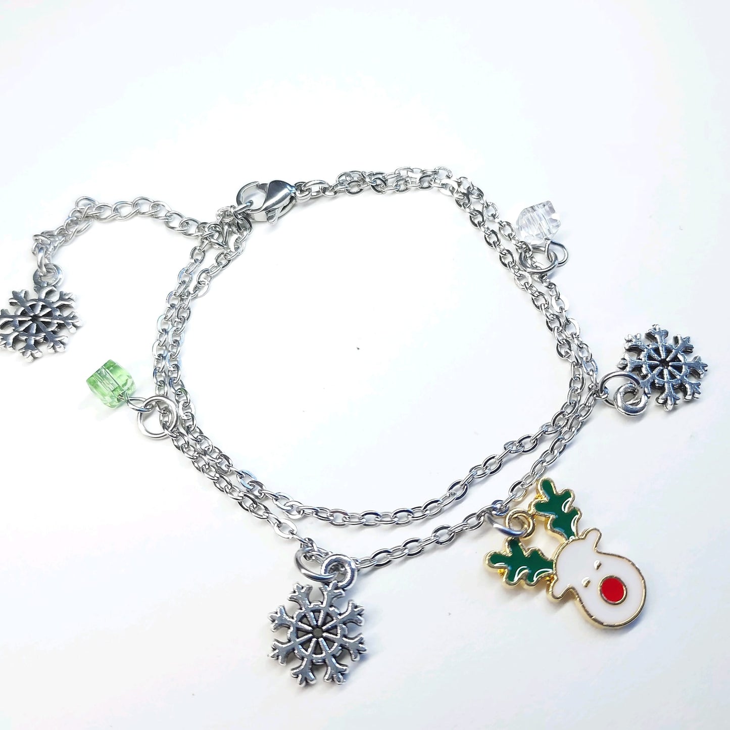 Stainless Steel Double Chain Christmas Bracelet