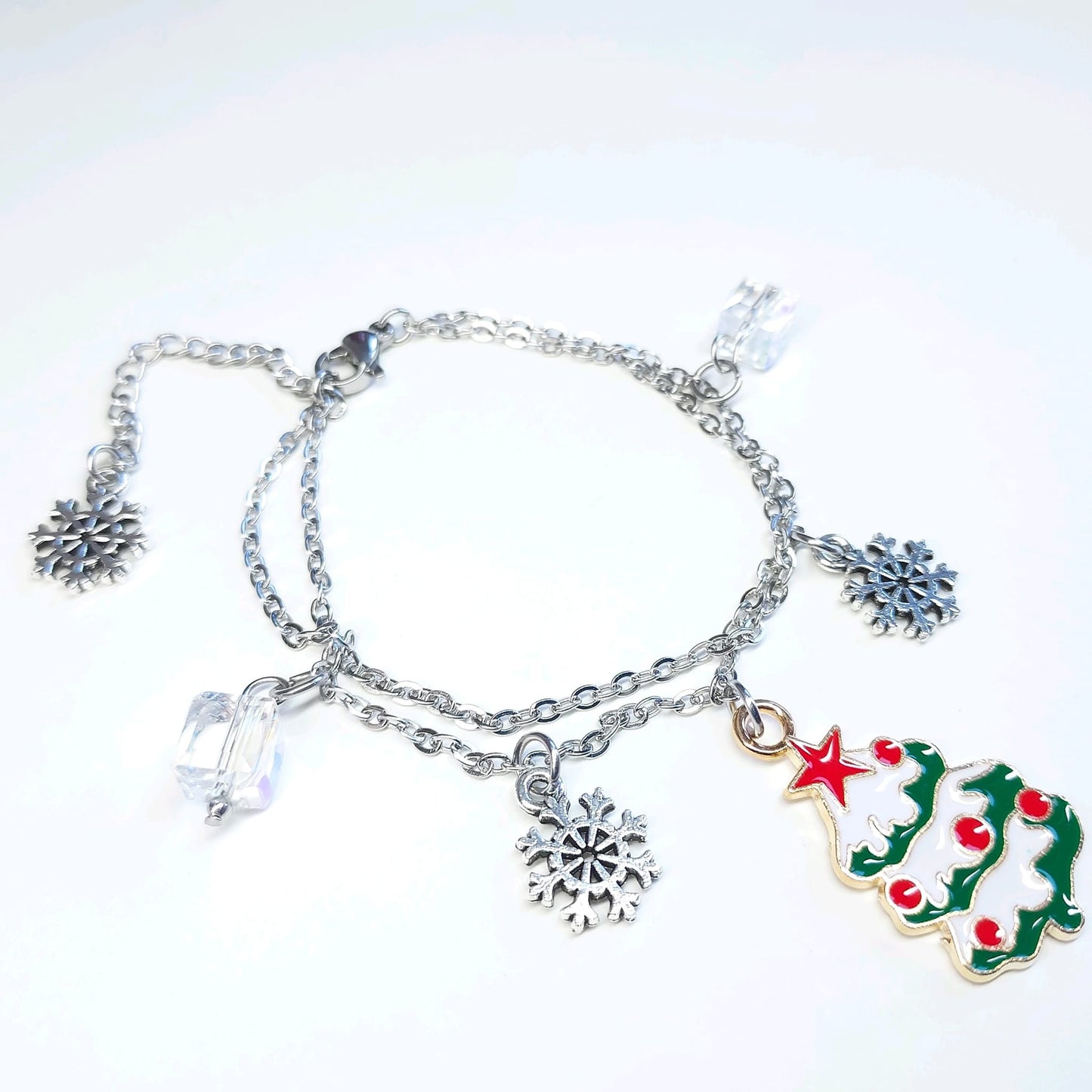 Stainless Steel Double Chain Christmas Bracelet