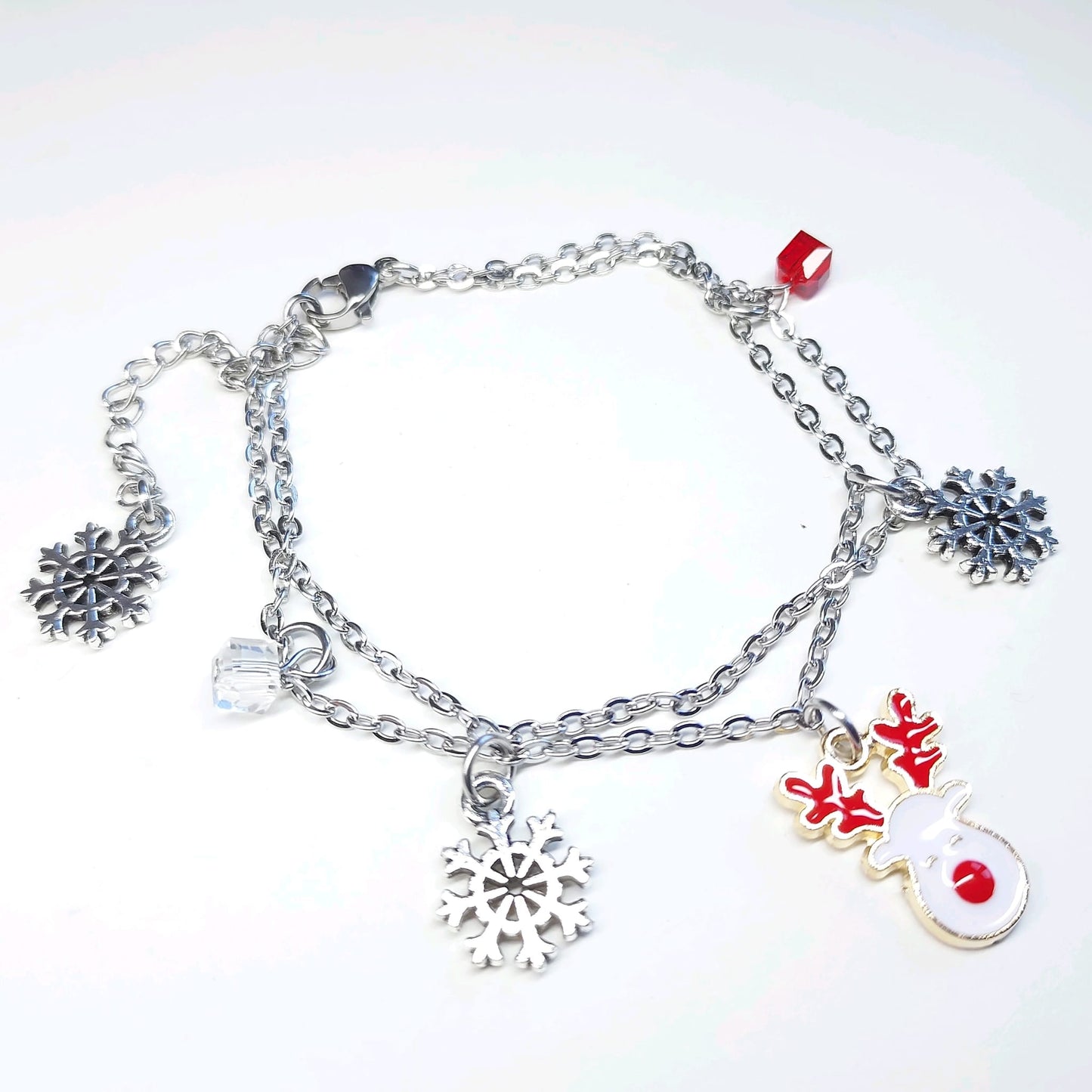 Stainless Steel Double Chain Christmas Bracelet