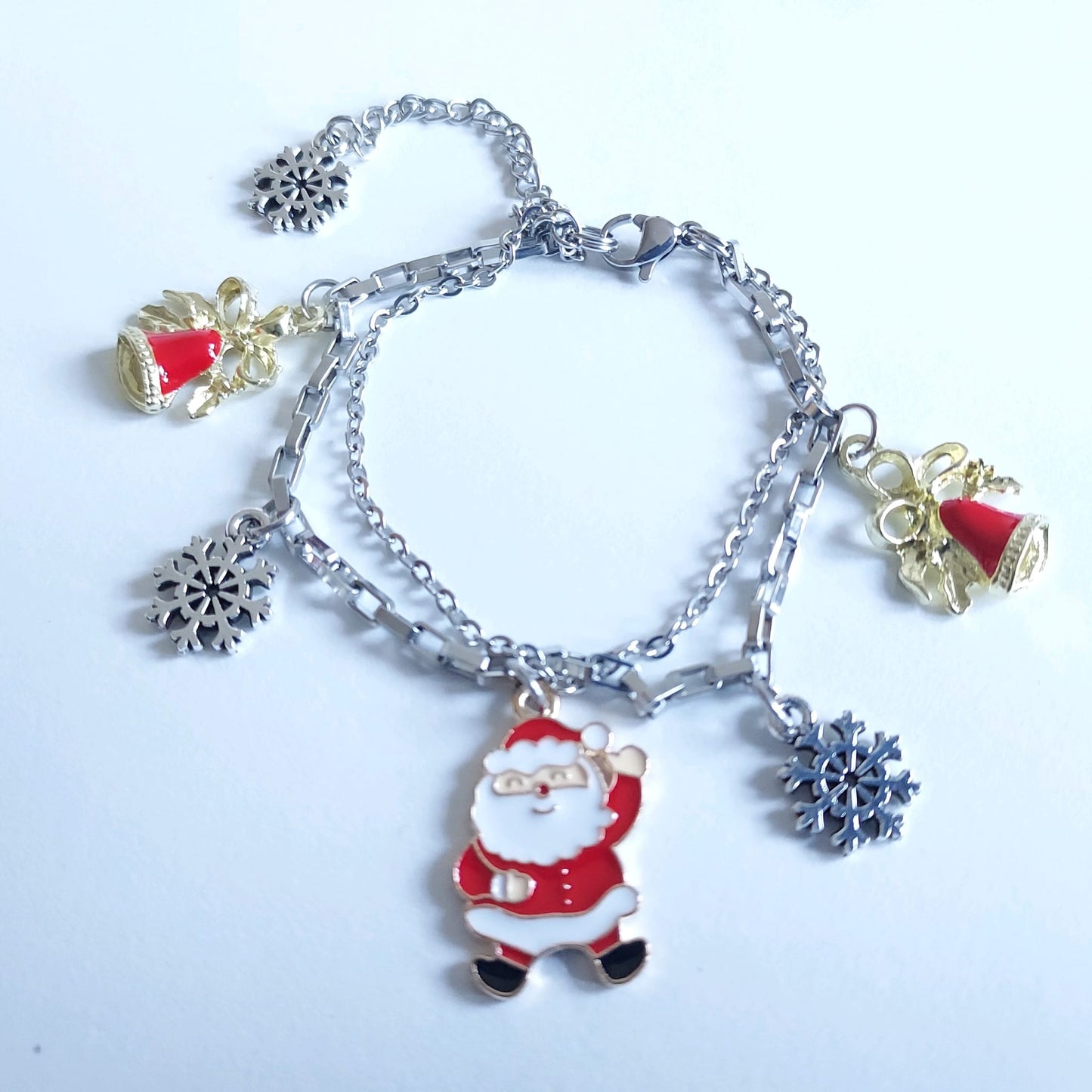 Stainless Steel Double Chain Christmas Bracelet