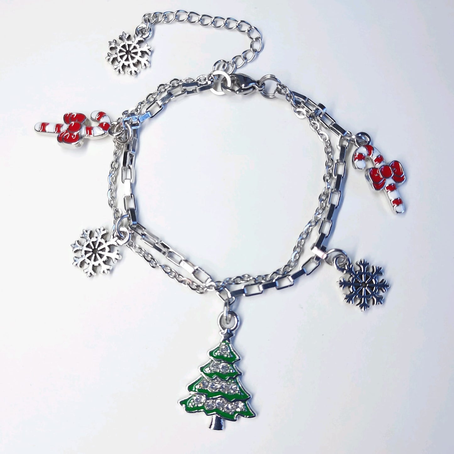 Stainless Steel Double Chain Christmas Bracelet