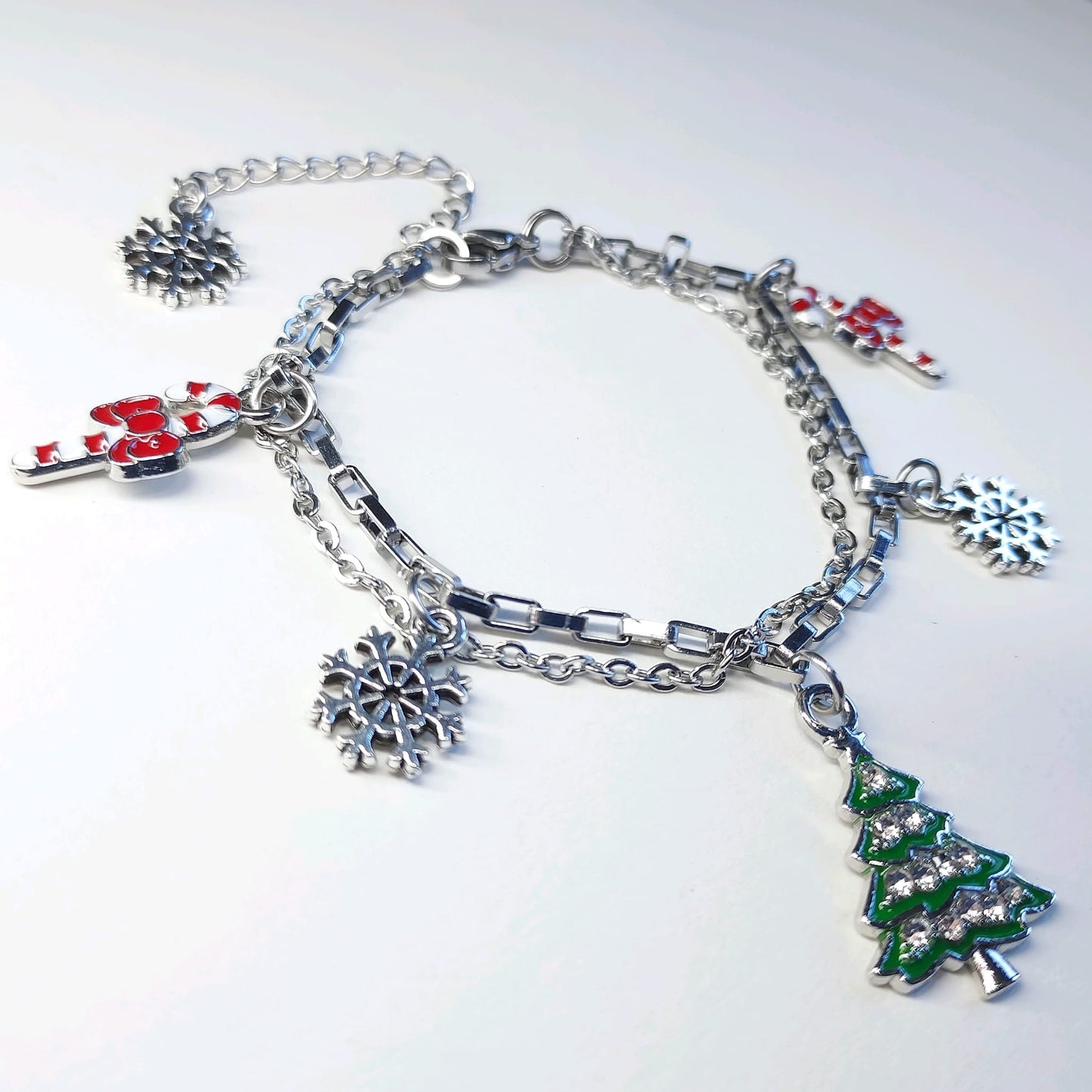 Stainless Steel Double Chain Christmas Bracelet