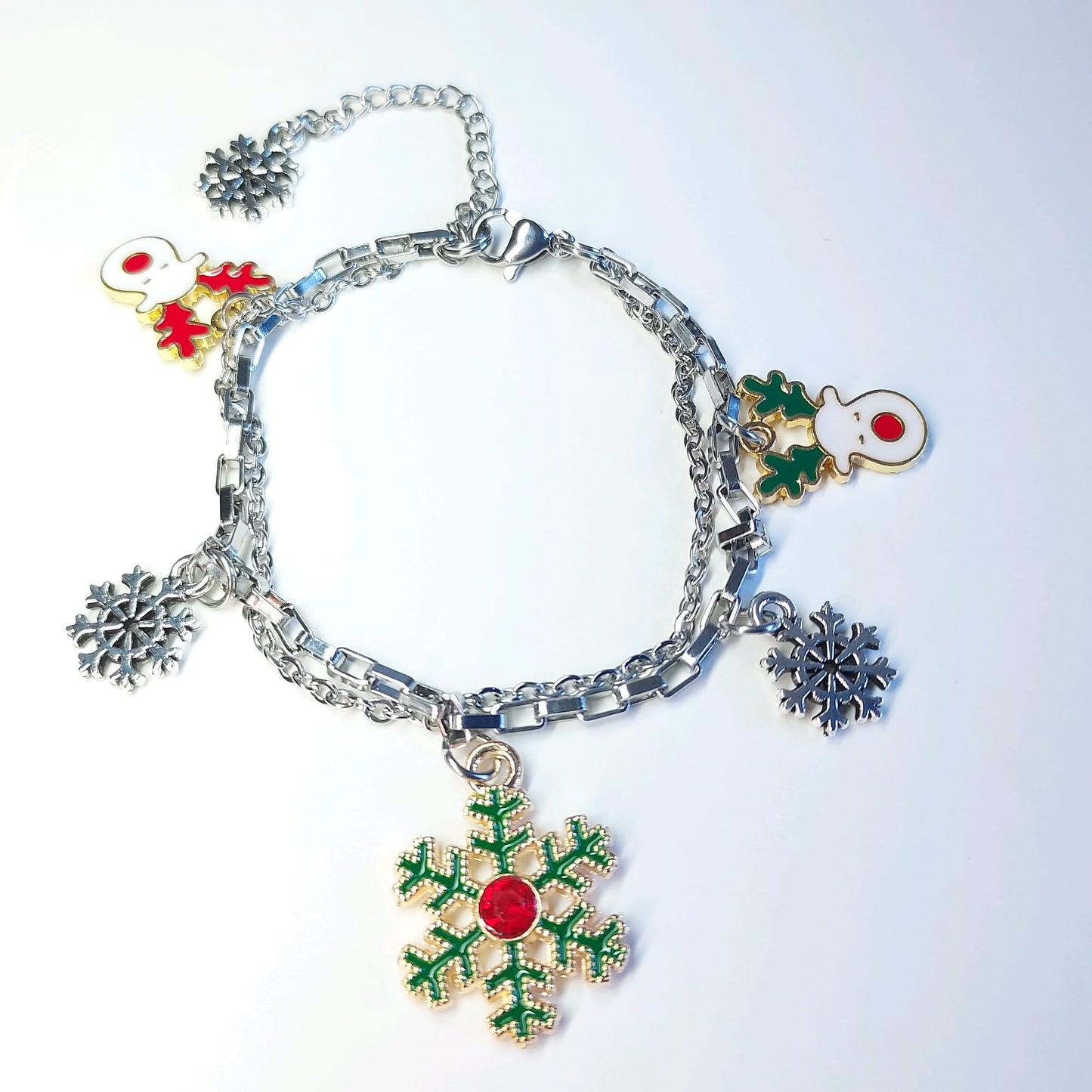 Stainless Steel Double Chain Christmas Bracelet