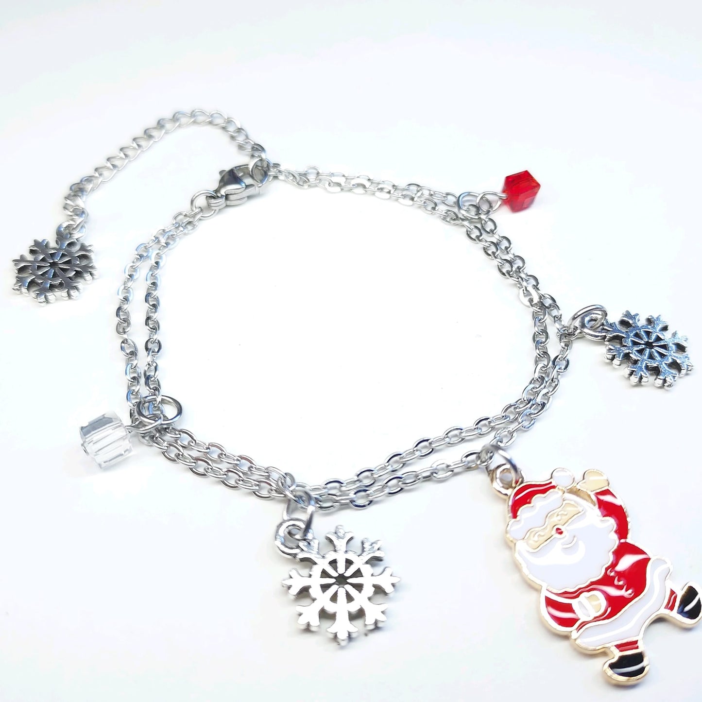 Stainless Steel Double Chain Christmas Bracelet