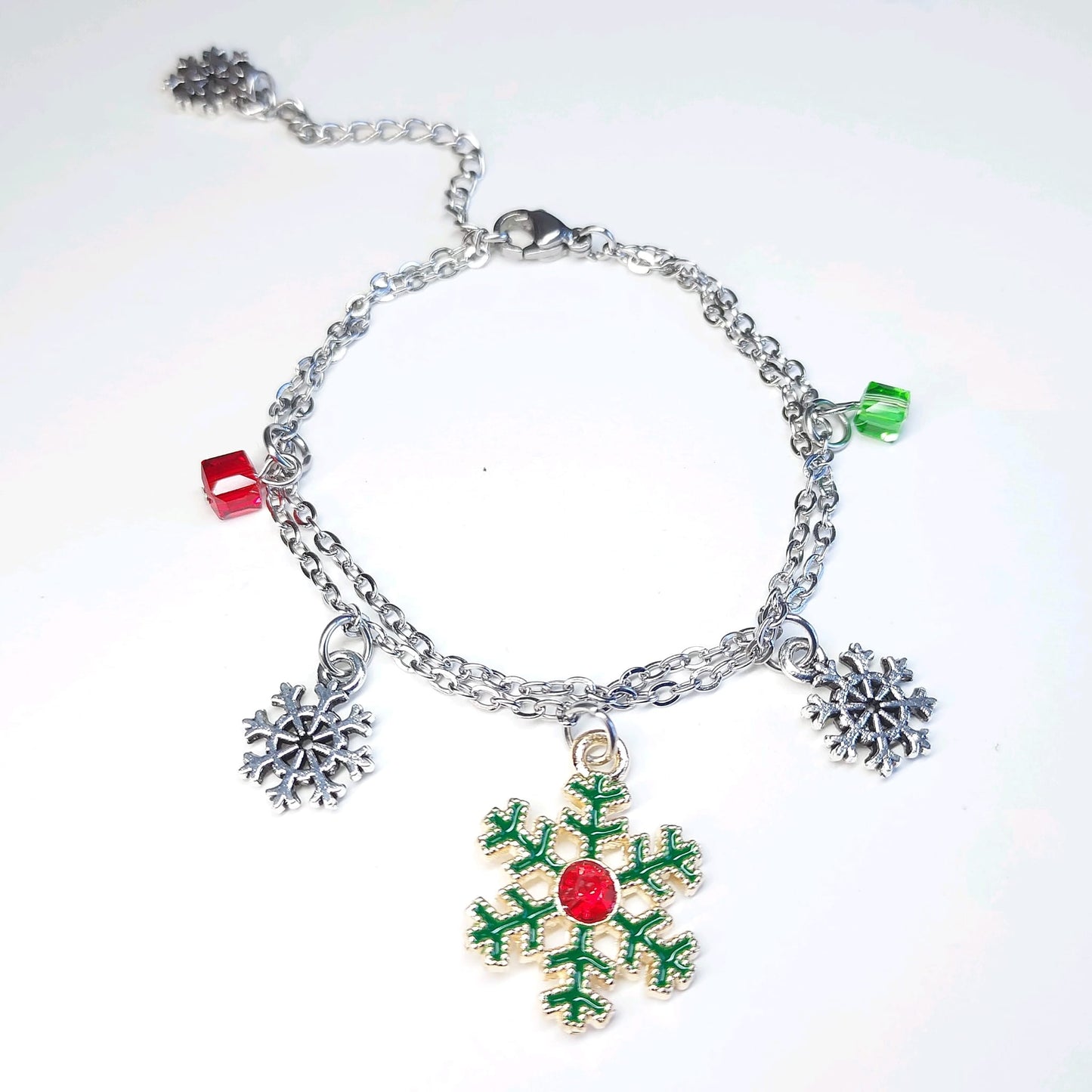 Stainless Steel Double Chain Christmas Bracelet