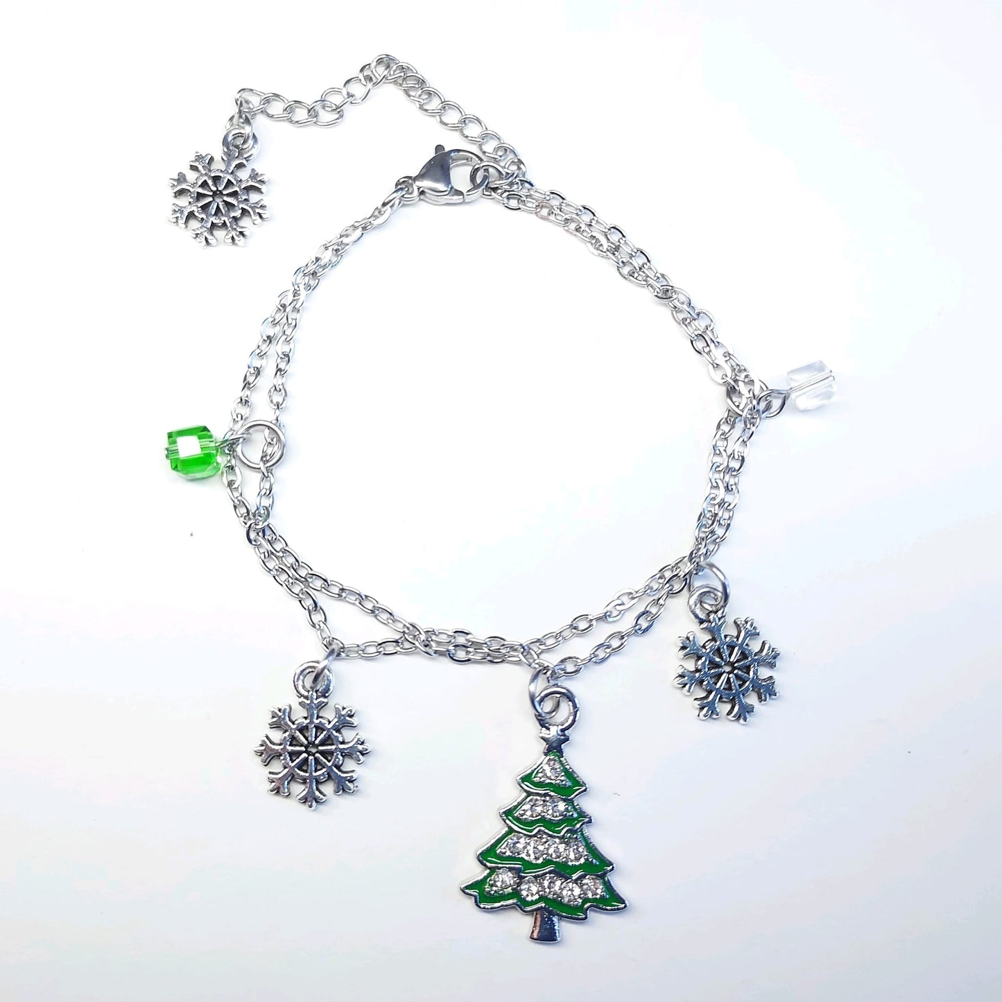 Stainless Steel Double Chain Christmas Bracelet