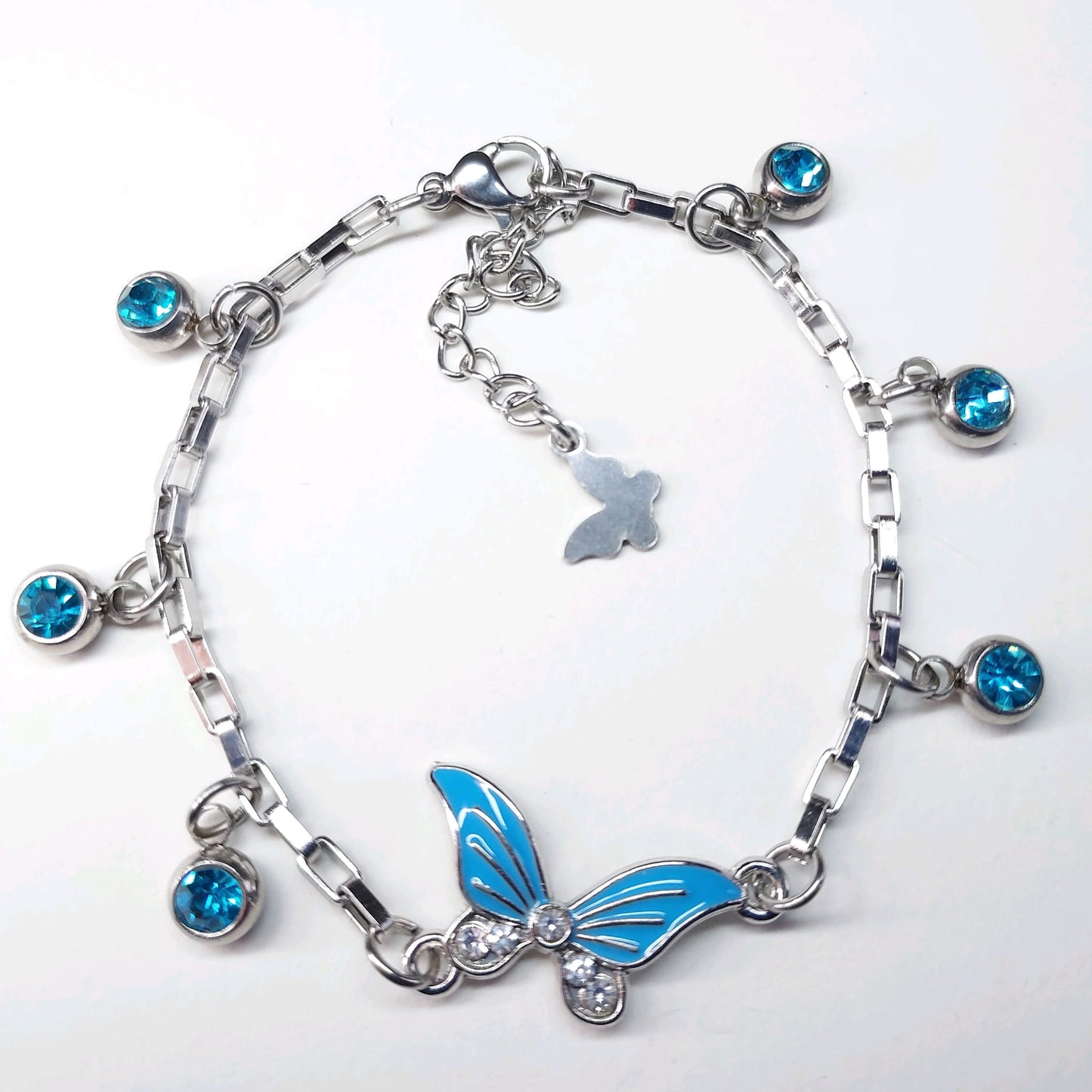 Stainless Steel Box Chain Butterfly Bracelet