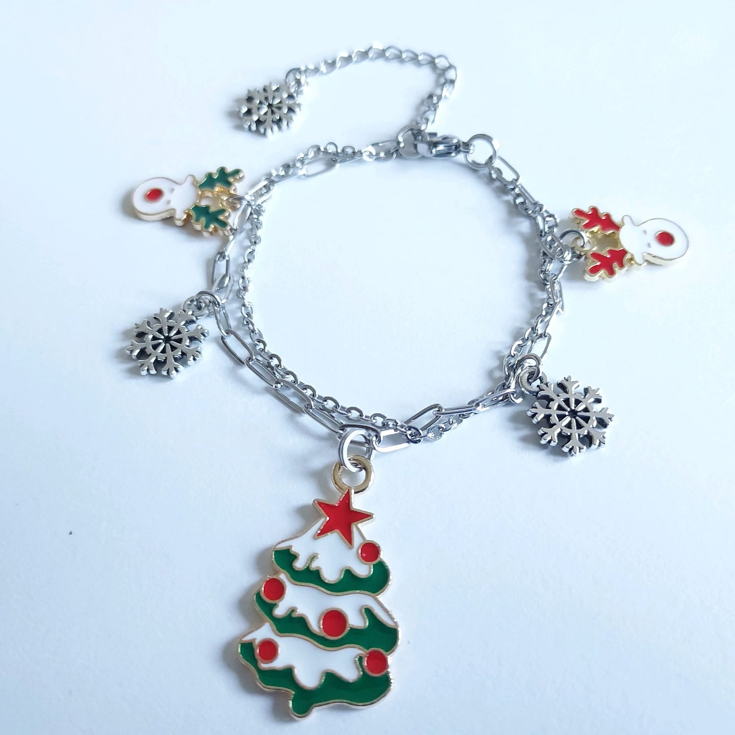 Stainless Steel Double Chain Christmas Bracelet