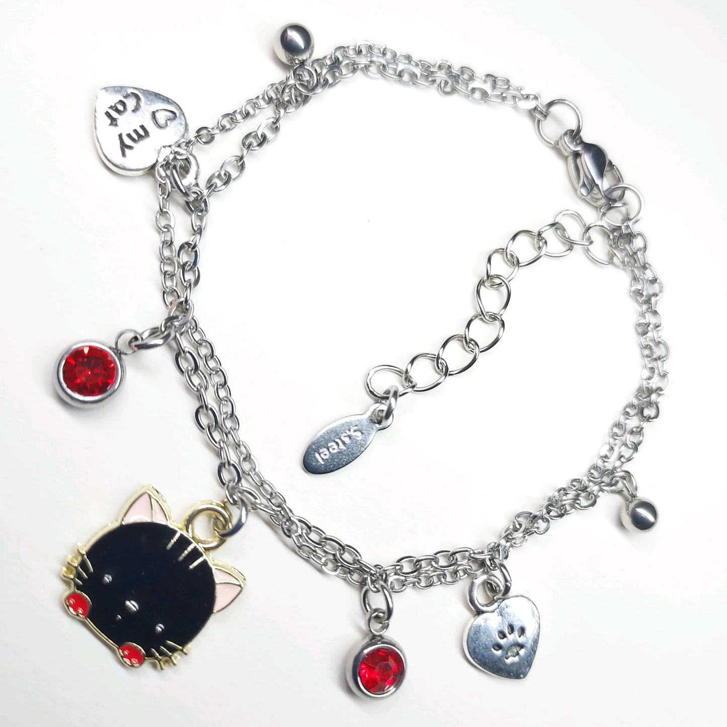 Black Cat Double Chain Bracelet