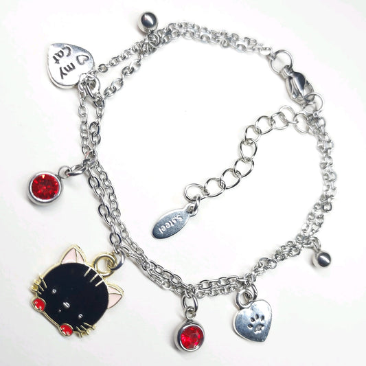 Black Cat Double Chain Bracelet