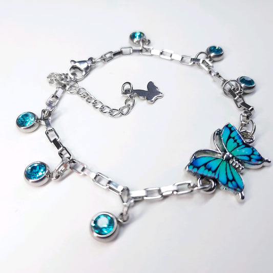 Stainless Steel Box Chain Butterfly Bracelet