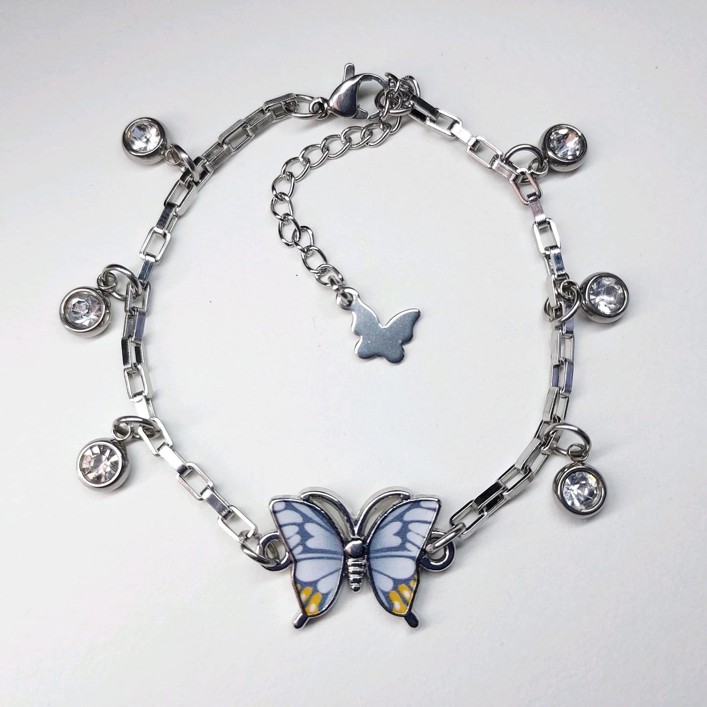 Stainless Steel Box Chain Butterfly Bracelet