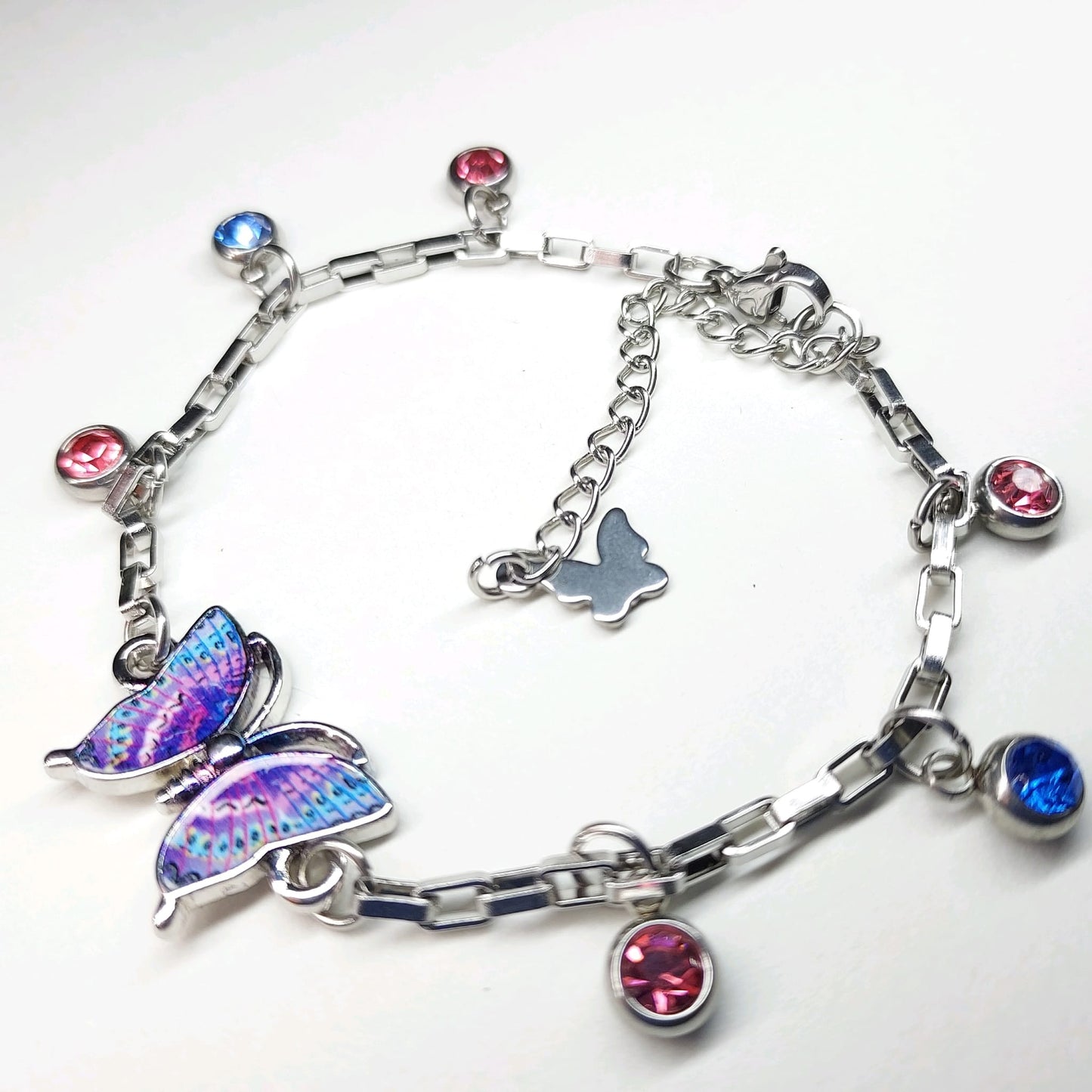 Stainless Steel Box Chain Butterfly Bracelet