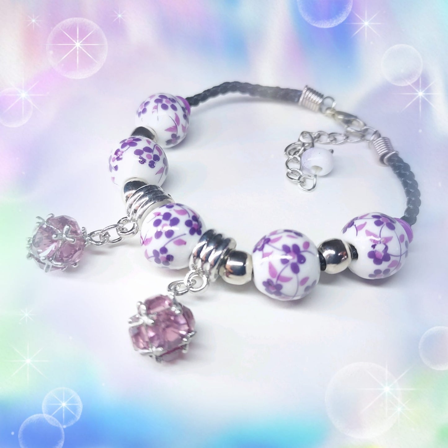 Colour & White Procelain Beads Bracelet