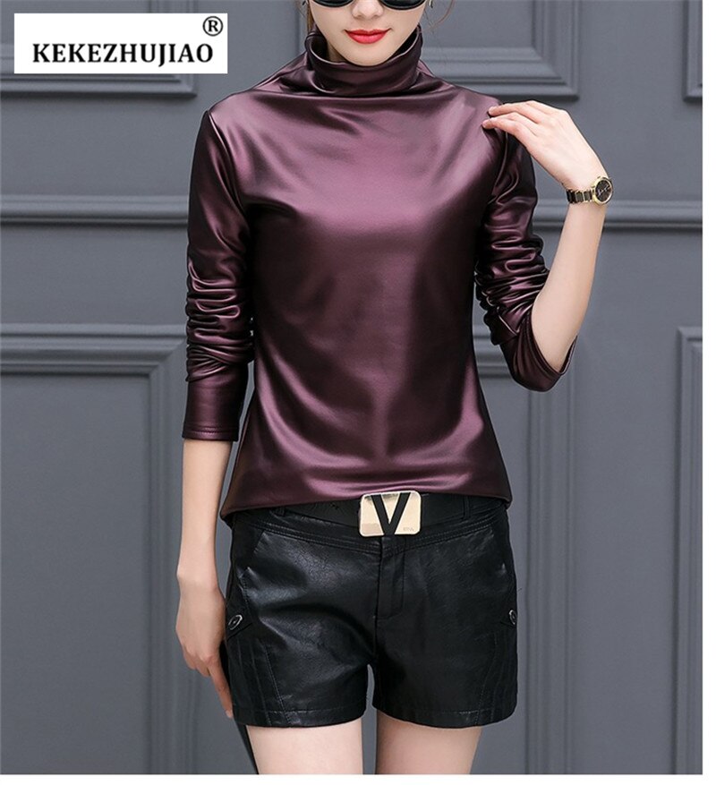 Womens Slim Warm Leather Tops