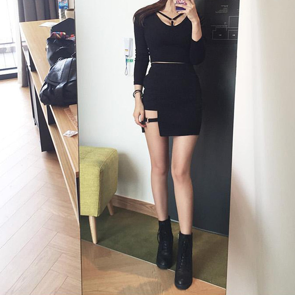 🔥HOT SALE Korean Style Black Hip Skirts