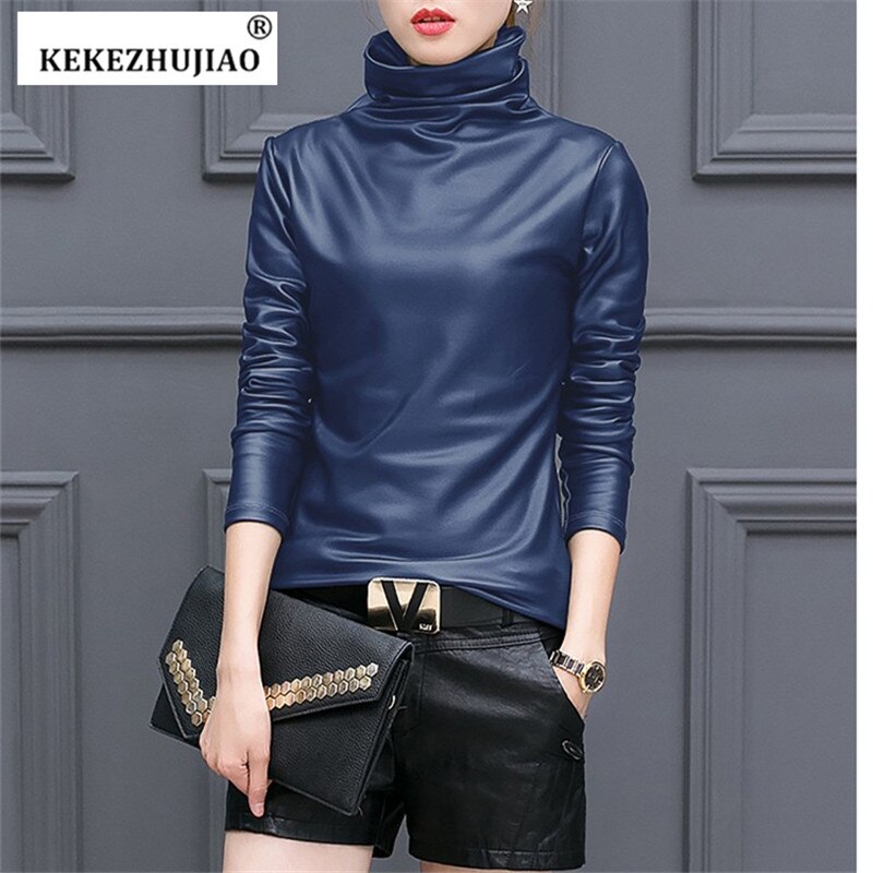 Womens Slim Warm Leather Tops