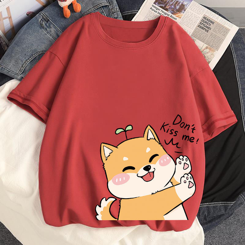 100% Cotton Harajuku Kawaii No Kissing Dog T-shirts