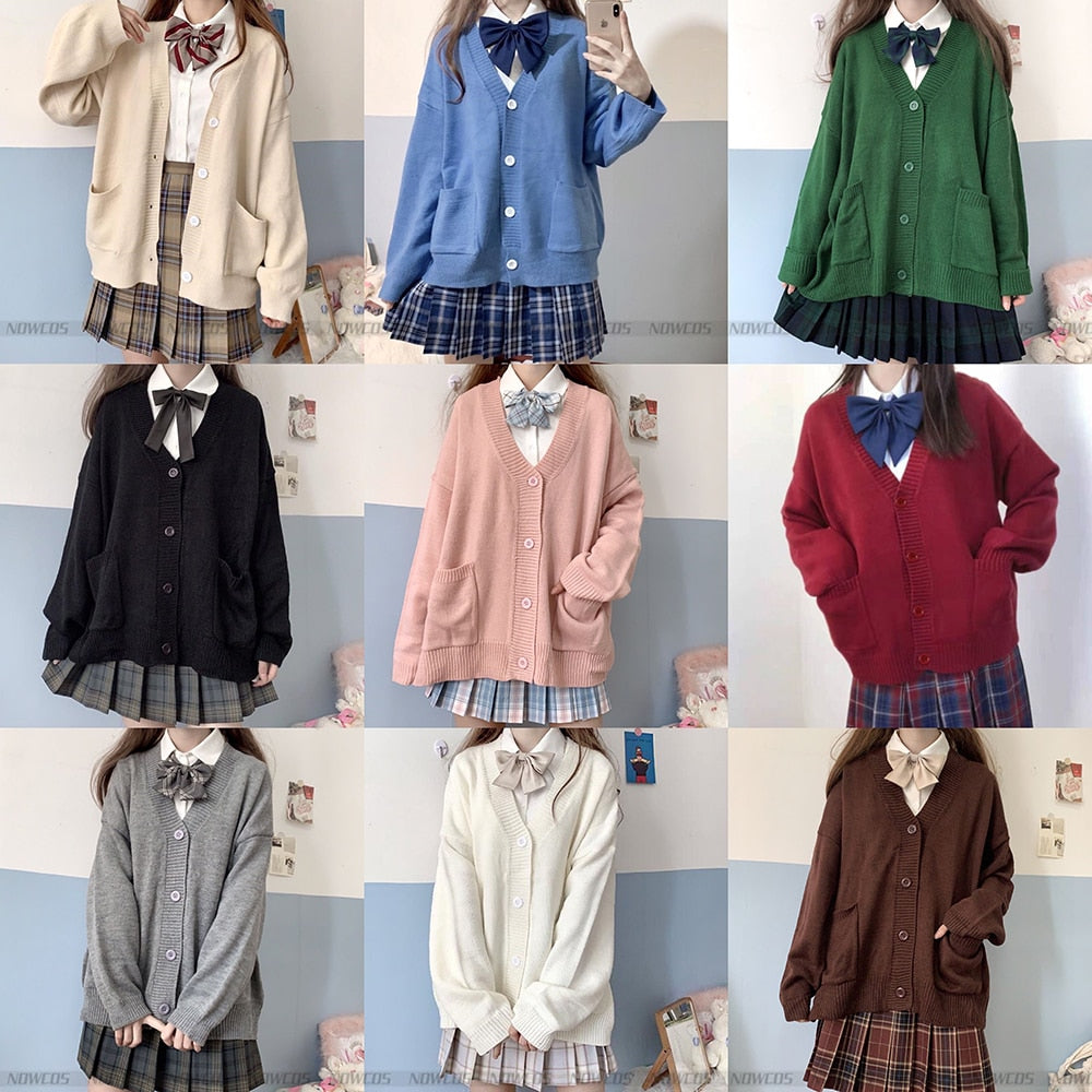 Japan School V-neck Cotton Knitted Sweater